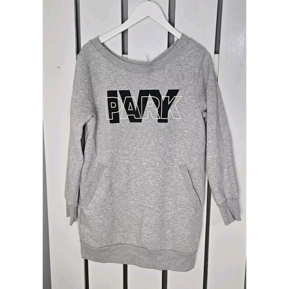 Ivy Park Spellout Sweatshirt Tunic Crew Boat Neck Slash Pockets Grey Size Small - Picture 1 of 9